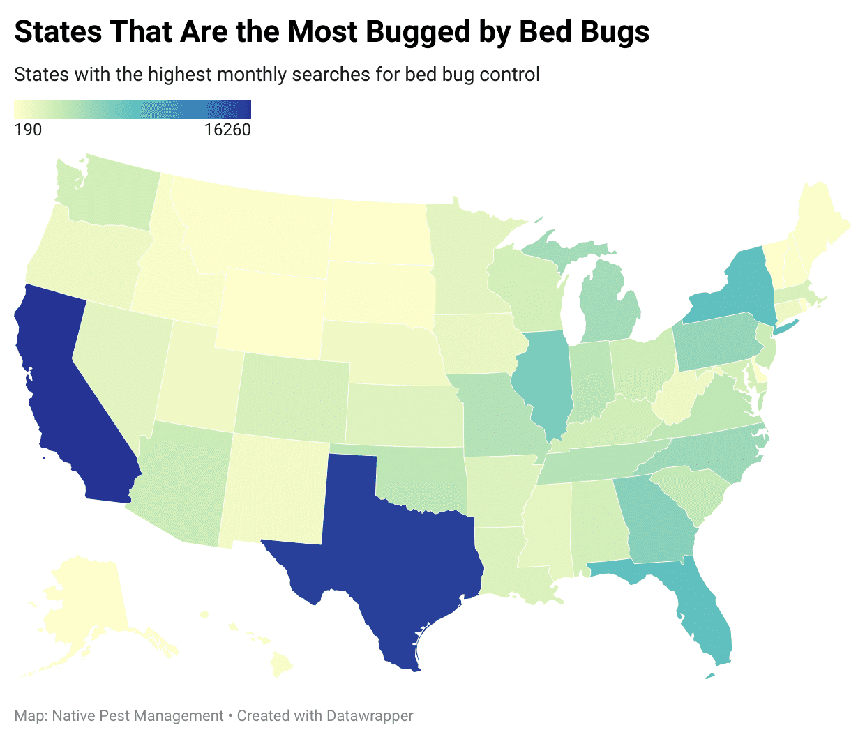 states that are the most bugged by bed bugs