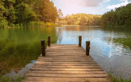 Boat dock on a lake.