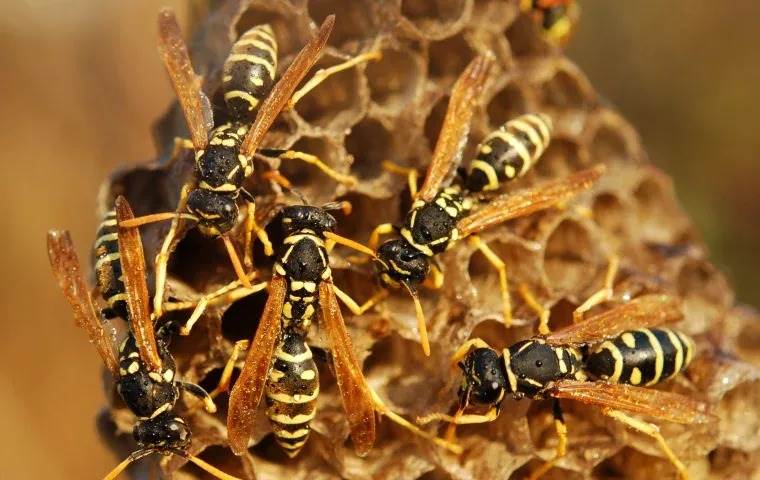 Wasps on their nest.